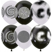 Шар воздушный 30см(12") BLACK&WHITE Иллюзия (шелк) 4ст. 6060480