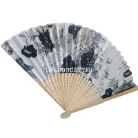 Веер 21см бело-черный, органза/дерево Y10613-24