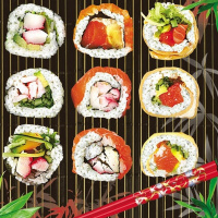 Салфетка 33х33мм 1шт Роллы трехслойная SDOG008301