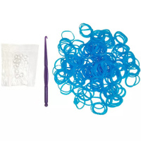 Резиночки для плетения 9х14см 200шт с крючком и зажимами голубые TZ2371