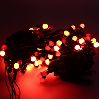 Эл/гирлянда 100 красных диодов длина 9м, 8 режимов, шнур зеленый 2021-15