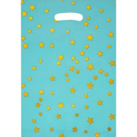Пакет подарочный "Звезды" 17,5х25см фольга голубой Y10434-24