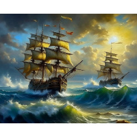 Живопись по номерам (акрил) 40х50см "Море штормит" сложность 4, холст на подрамнике МСА1961