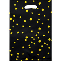 Пакет подарочный "Звезды" 21х30см фольга черный Y10435-24
