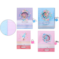 Блокнот 127х163мм 48л "Букет" с замочком, линия, на спирали, цветной блок, 3 цвета М-9230