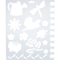 Трафарет пластиковый 25,5х20,5 см "Цветы, бабочки, птичка", DK28035