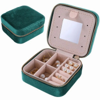 Шкатулка 10х10х5см текстиль, зеленая Y10605-24