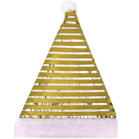 Колпак Деда Мороза 28х40см с блестящими полосками, золото Y10229-24