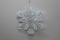 Ёлочное украшение "Снежинка" 11х10см, акрил, прозрачное с блестками Y9854-24