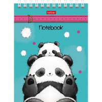 Блокнот А6 60л "Плюшевые панды" клетка, на спирали, мелованный картон, УФ-лак 6 дизайнов 088304