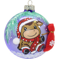 Шар 85мм "Бычок с подарком" в подарочной упаковке КУ-85-202031