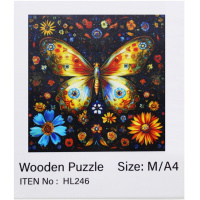 Пазл 14х12,5см дерево M "Бабочка и цветы" HL246/11338-24