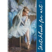 Скетчбук А4 21х29,7см 50л 100г/м2 "На кончиках пуантов" спираль, твердая обложка 075970