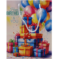 Пакет подарочный "С Днем Рождения" 18х23х10см 4 вида Y10557-24