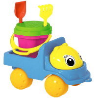 Набор д/песка № 141 (грузовик Кузнечик-2, ведро, сито, грабли, совок) 25х15х15см в сетке 01841/C