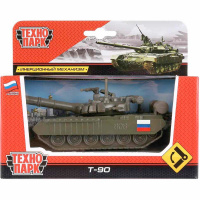 Танк "T-90" темно-зеленый, инерционный, металл 12см (вращается башня) SB-16-19-T90-G-WB
