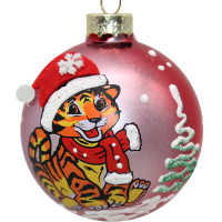 Шар 65мм "Тигренок в колпаке" в подарочной упаковке КУ-65-212011