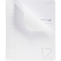 Тетрадь А5 12л косая линия "Белая" на скобе, пластиковая обложка 12Т5В6/090462