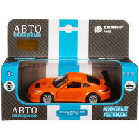 Машина "Porsche 911" оранжевая, инерционная, металл 17,5см (свет, звук, откр.двери) JB1200127