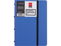 Визитница 180 визиток 19,8х13,5см на резинке, пластик, синяя E5778