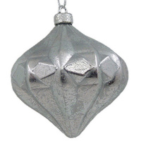 Ёлочное украшение "Сосулька" 10см с узором, серебро Y6638-18