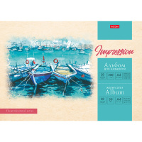 Альбом д/акварели А4 20л 200г/м2 100% целлюлоза "Причал" склейка, жесткая подложка, матов. ламинация