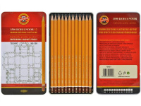 Набор карандашей чернографитных 12шт "Technic" НВ-10Н, корпус дерево, металлическая упаковка 1502/I