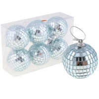 Набор шаров 60мм 6шт "Дискотека" серебро, зеркальный Y504-11
