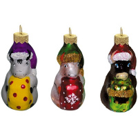 Ёлочное украшение "Бычок с подарком" h-8 см в подарочной упаковке ФУ-330