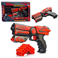 Пистолет 22х15см с мягкими пулями 14шт, пластик (патронаж) FJ435