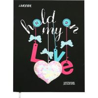 Дневник для 1-11 классов "Hold on my Love" твердая обложка, искусственная кожа, пайетки 2021104