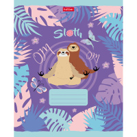 Тетрадь А5 24л клетка "Ленивец" на скобе 5 дизайнов 24Т5В1/059754