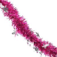 Мишура 9смх2м со снежинками розовая Y8387-19