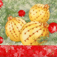 Салфетка 33х33мм 1шт НГ Золотые шары и снежинки SDGW003601