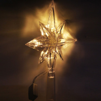 Верхушка на елку Звезда 17см, бело-желтые огни, пластик 2022-02