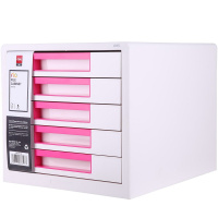 Бокс для документов "Rio" 27,7x34,4x25,9см, 5 выдвижных ящиков, белый/малиновый EZ01043
