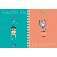 Тетрадь А5 80л клетка "Be happy" на спирали двойная, твердая обложка 80Тдт5В1гр_23590/065972