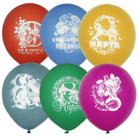 Шар воздушный 30см(12") Пастель+Декоратор 8 Марта (растр) 2ст. 6040826