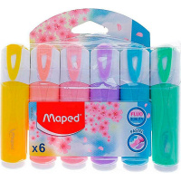 Набор маркеров текстовыделителей "Fluo Pep's Classic" 6шт, клиновидный наконечник, толщина линии 1-5