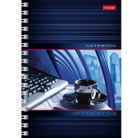 Записная книжка А6 80л "Офис" клетка, на спирали, двойная твердая обложка, 3 дизайна 80ЗК6B1гр