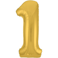Шар воздушный 102см (40"), Цифра "1" фольга, золото 754450