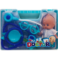 Набор "Доктор" 10 предметов с пупсом 17см, в чемодане 29х20,5х7см LT122381