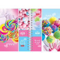 Записная книжка А6 80л "Карамель" клетка на спирали двойная твердая обложка 046747