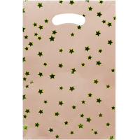 Пакет подарочный "Звезды" 21х30см фольга бежевый Y10435-24