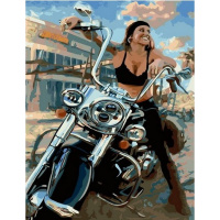 Живопись по номерам (акрил) 40х50см "Байкерша" сложность 4, холст на подрамнике GX36882