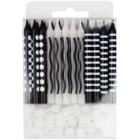 Свечи д/торта 24шт. 6см с подсвечниками Черные ассорти 6057985