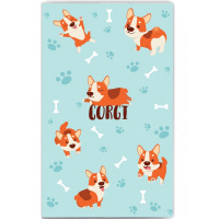 Блокнот 110х190мм 48л "Корги" в точку, на спирали, съемная силиконовая обложка, с ручкой 2526.П-12