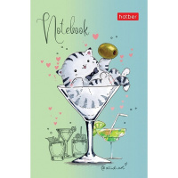 Блокнот А7 48л "Приключения кота Пирожка" клетка, склейка, 3-х цветный блок, 5 дизайнов 066317