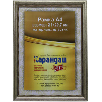 Рамка для фото 21х29,7см пластик, серебро 19мм