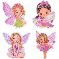 Алмазная мозаика 7,5х7,5см "Феечки" 4шт. на магните частичная выкладка M-11917